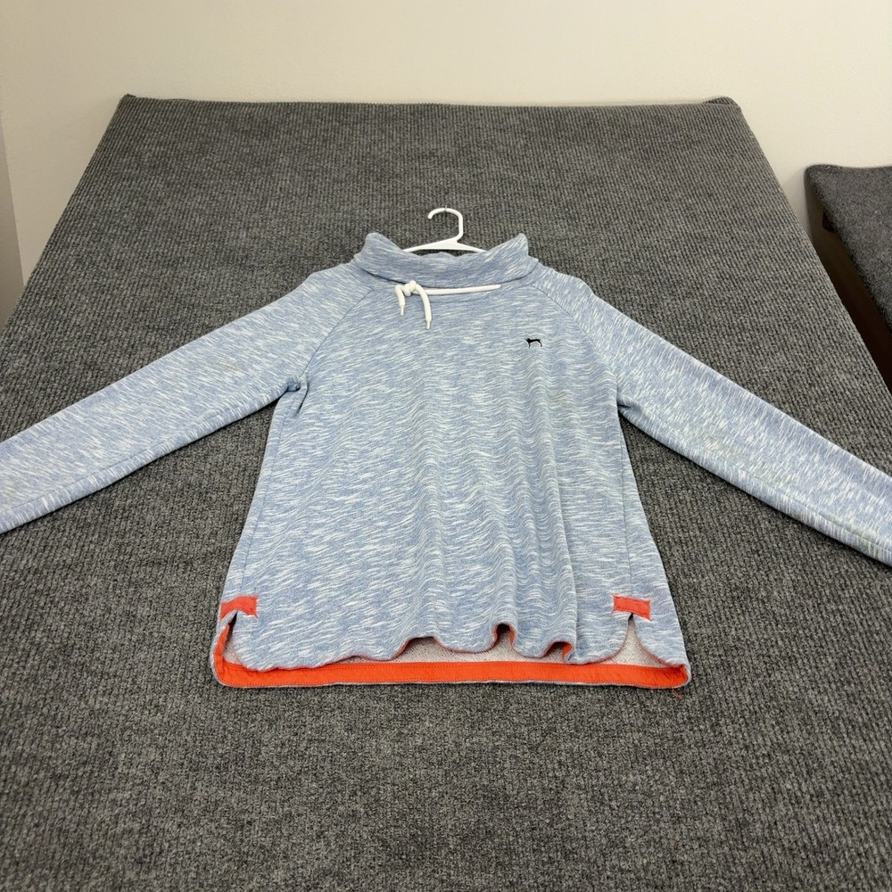 The Black Dog Pullover Womens M Blue Cotton Blend Cowl Neck Coastal Casual